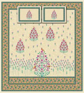 Minimal Floral Motif with Birds