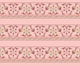 Traditional Floral Border Stripe Print