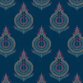 Royal Mughal Tropical Buta Border Print