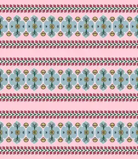 Traditional Multicolor Floral Border Stripe Print