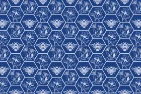 Honeycomb Bee Floral Seamless Textile Pattern