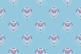 Heart Motif Ethnic Repeat Print