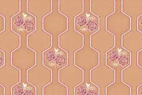Hexagon Floral Frame Repeat Print