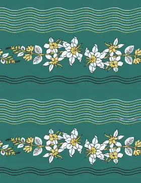 Tropical Floral Leaf Border Print